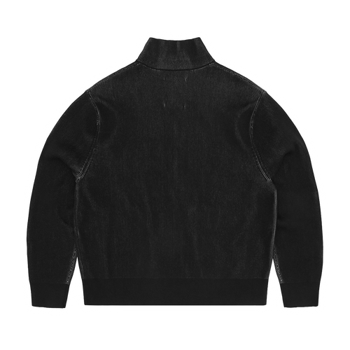2 TONE RIBBED KNIT ZIP UP [BLACK]