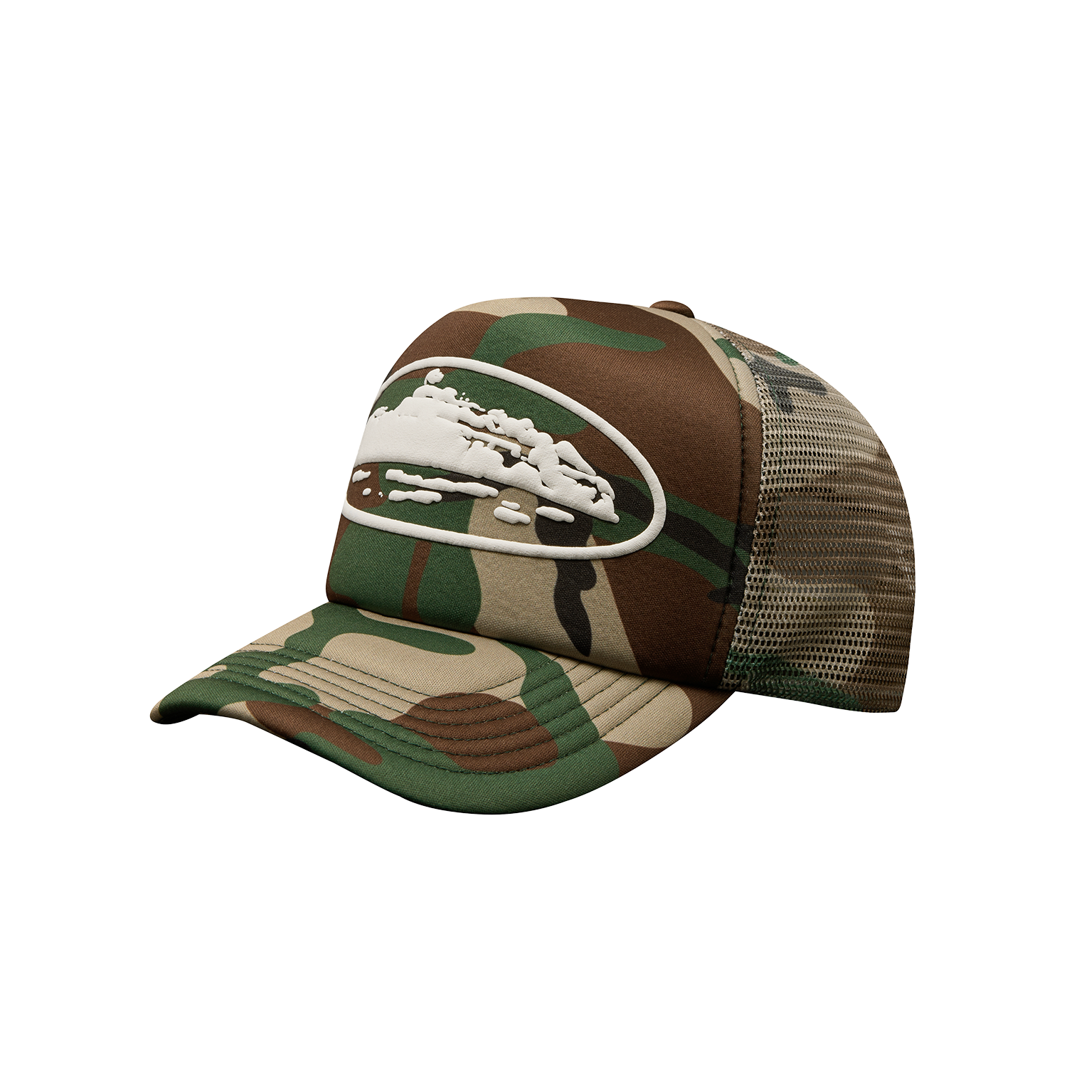 ISLAND PUFF PRINT TRUCKER HAT [WOODLAND CAMO]