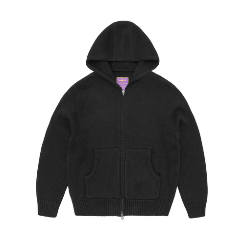 ALCATRAZ HEAVY KNIT ZIP HOODIE [BLACK]