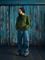 CROCHET APPLIQUE KNIT CREW [KHAKI]