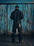 DUAL STRIPE DENIM JACKET [WASHED BLACK]