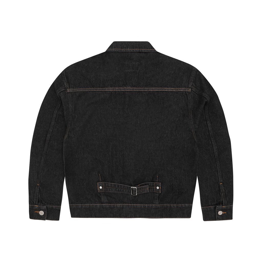 CREST CHAINSTITCH DENIM JACKET [WASHED BLACK]