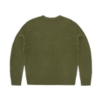 CROCHET APPLIQUE KNIT CREW [KHAKI]