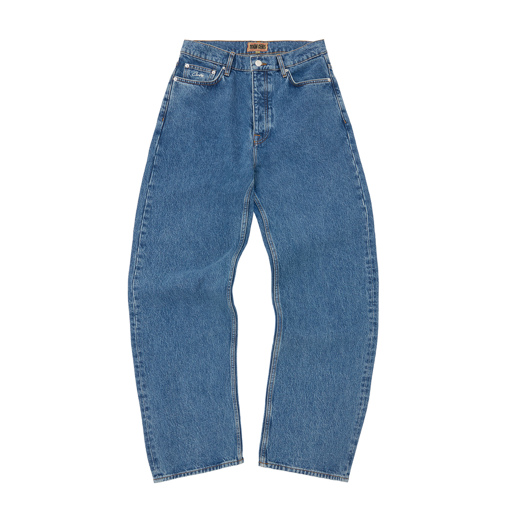 DUAL STRIPE BAGGY JEANS [MIDWASH]