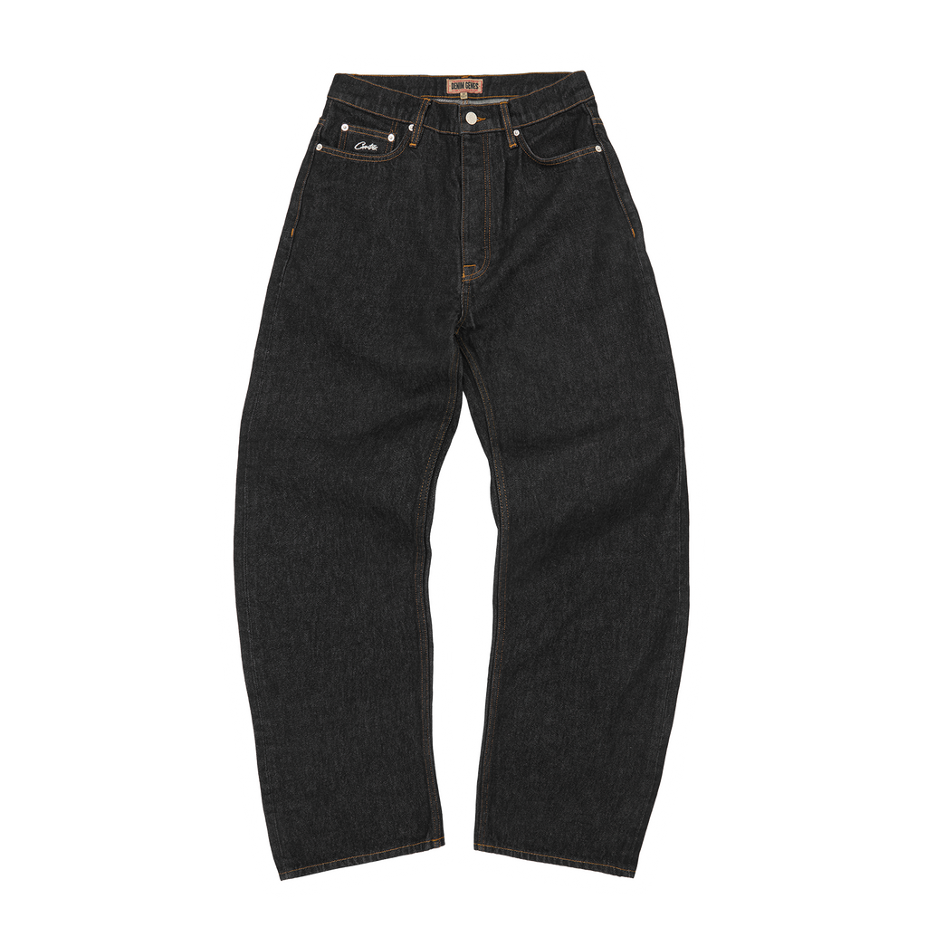 DUAL STRIPE BAGGY JEANS [WASHED BLACK]