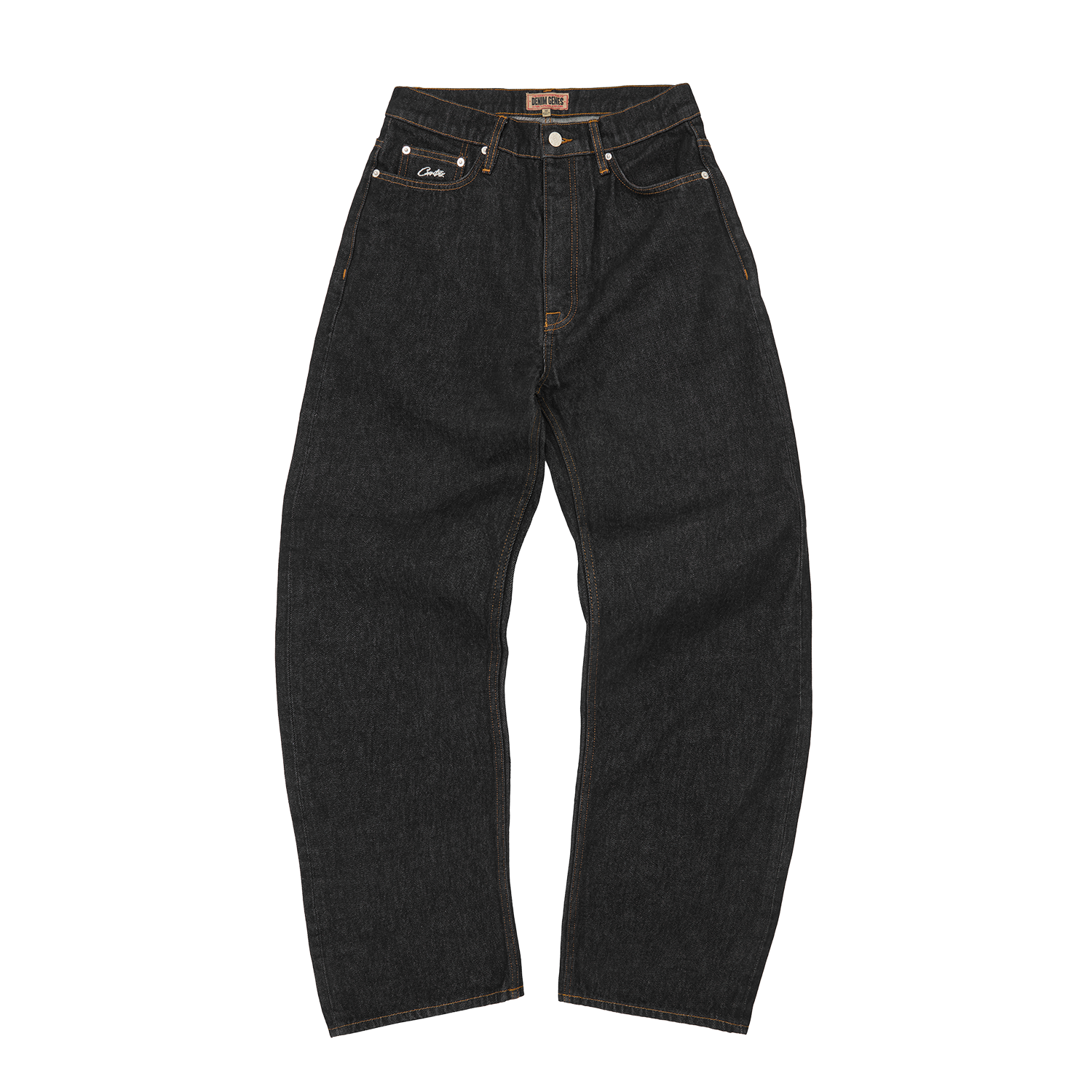 DUAL STRIPE BAGGY JEANS [WASHED BLACK]