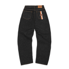 DUAL STRIPE BAGGY JEANS [WASHED BLACK]