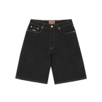 DUAL STRIPE DENIM SHORT [WASHED BLACK]