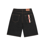 DUAL STRIPE DENIM SHORT [WASHED BLACK]