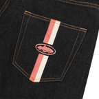 DUAL STRIPE DENIM SHORT [WASHED BLACK]