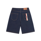 DUAL STRIPE DENIM SHORT [WASHED INDIGO]