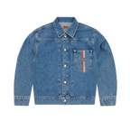 DUAL STRIPE DENIM JACKET [MIDWASH]