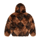 DIAMOND HOODED FUR JACKET [BROWN]