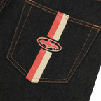 DUAL STRIPE BAGGY JEANS [WASHED BLACK]