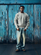 SCRIPT POCKET KNIT SWEATER [OATMEAL]