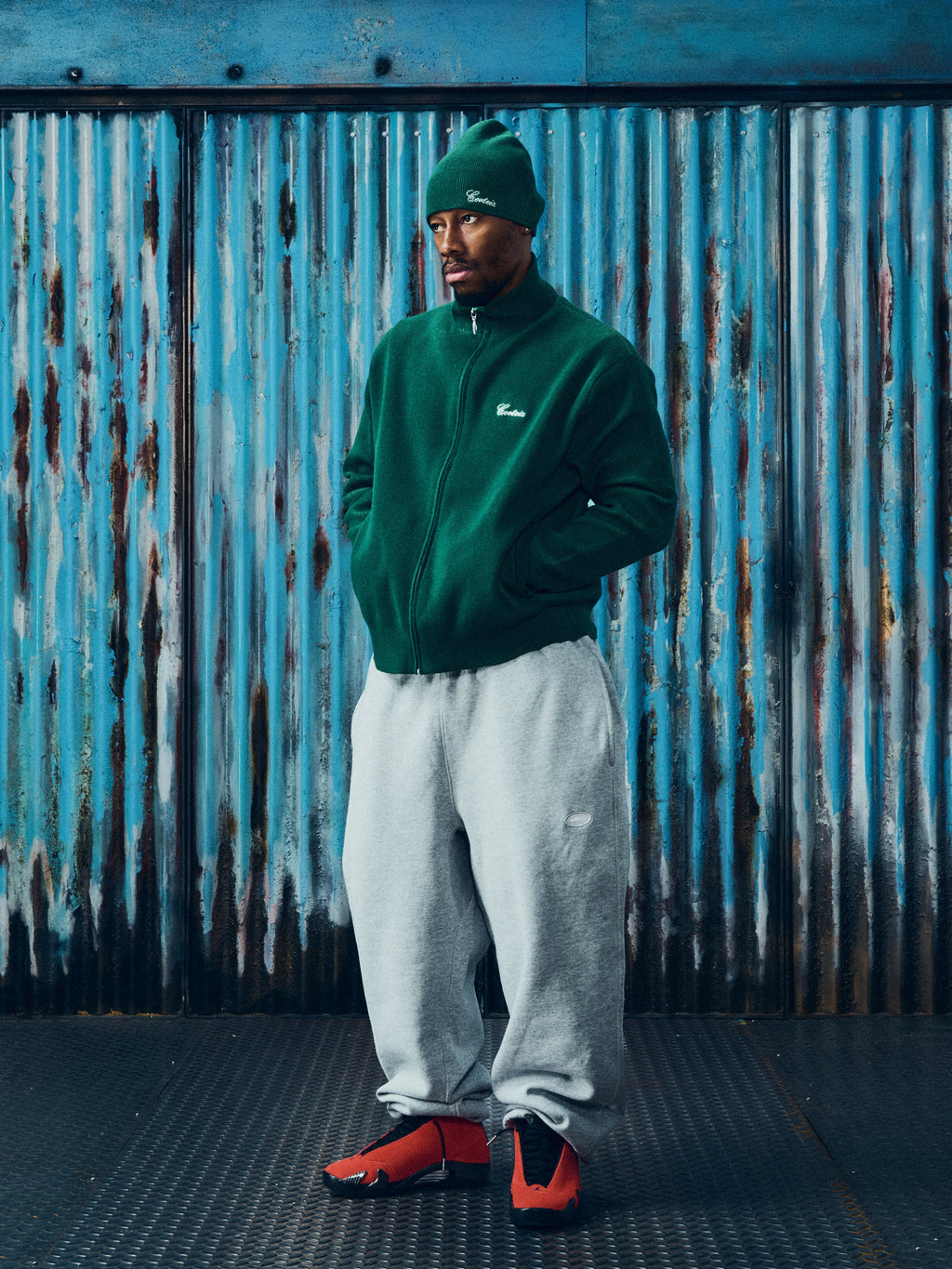 2 TONE RIBBED KNIT BEANIE [GREEN]