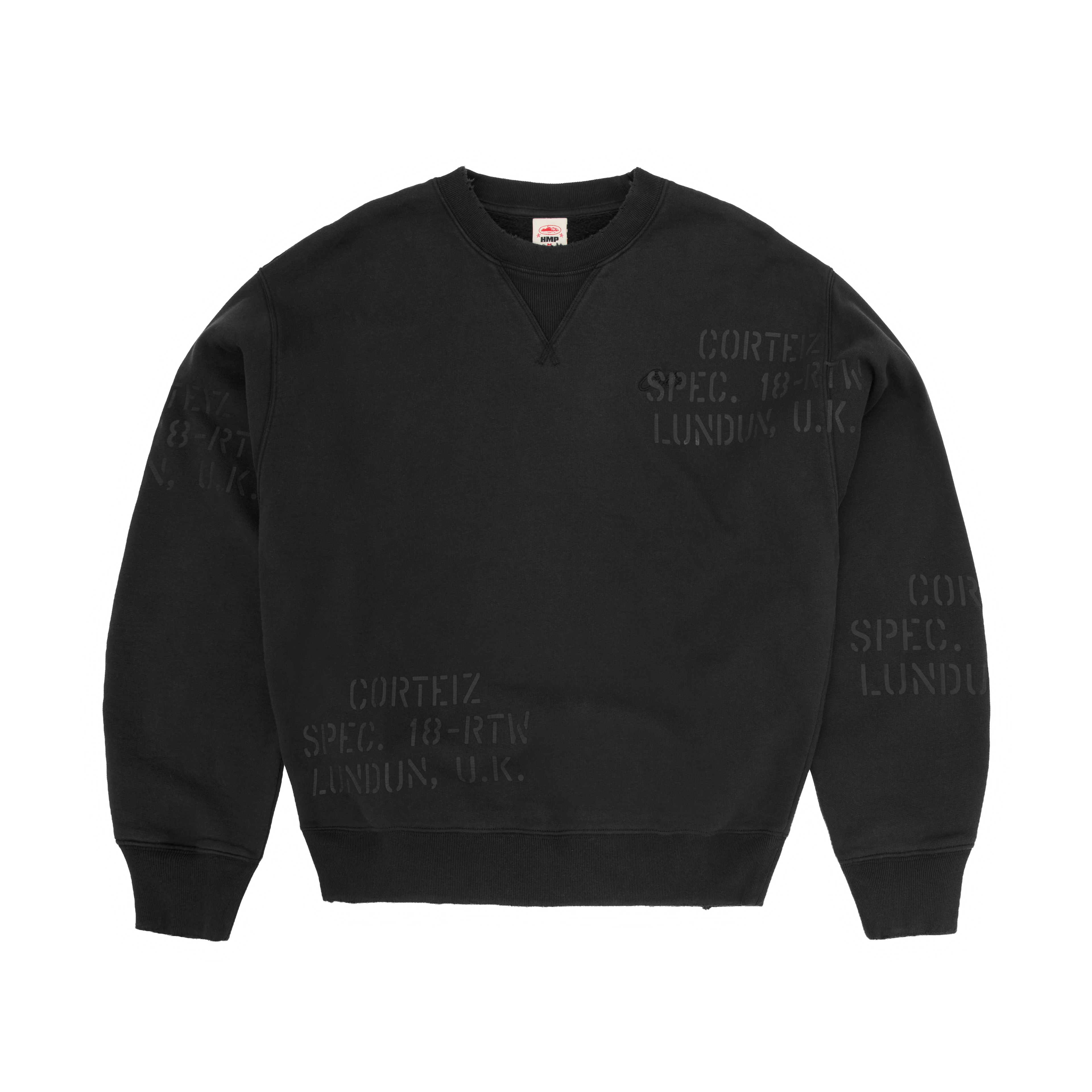 HMP STENCIL CREWNECK [BLACK OVERDYE]