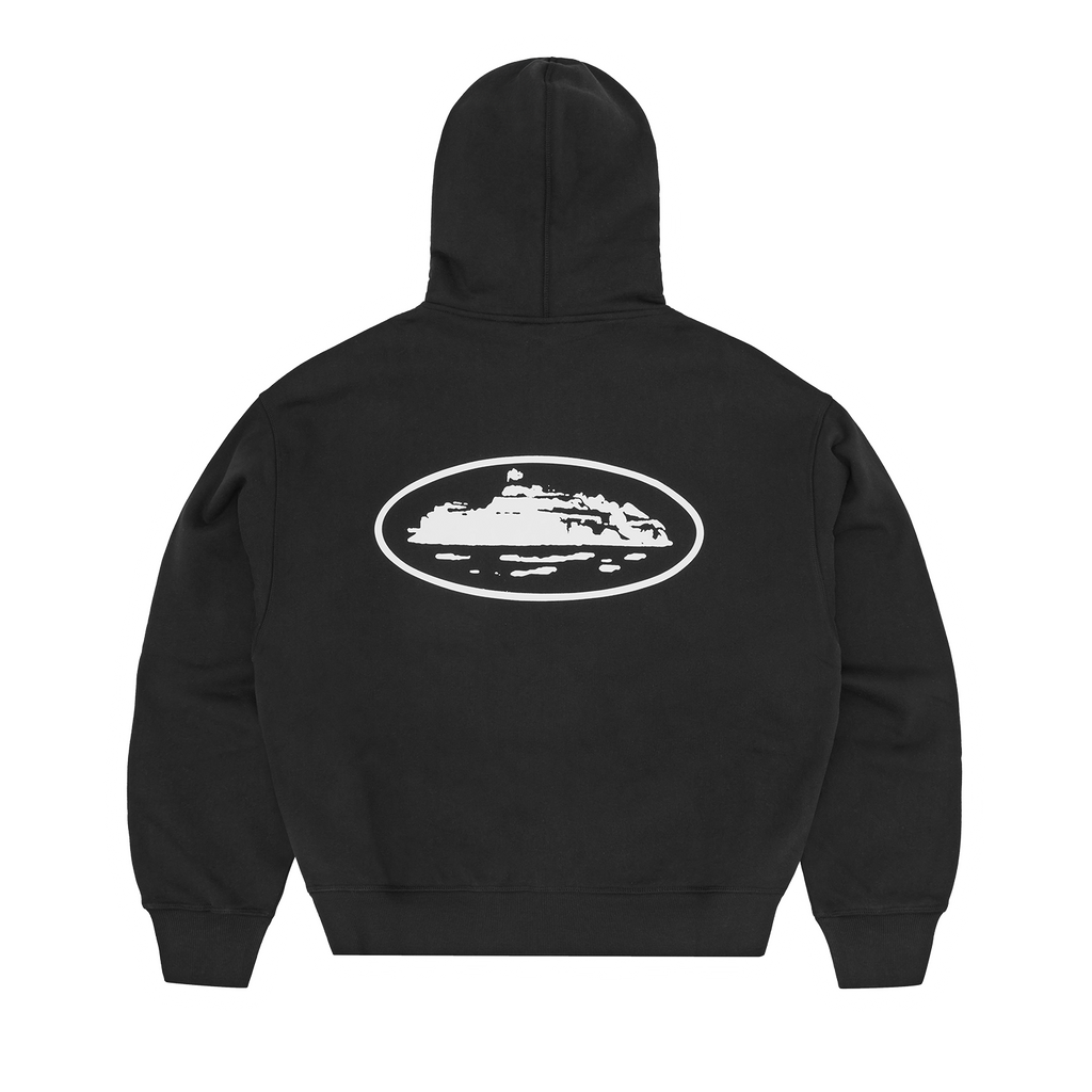 ISLAND PUFF PRINT ZIP HOODIE [BLACK]
