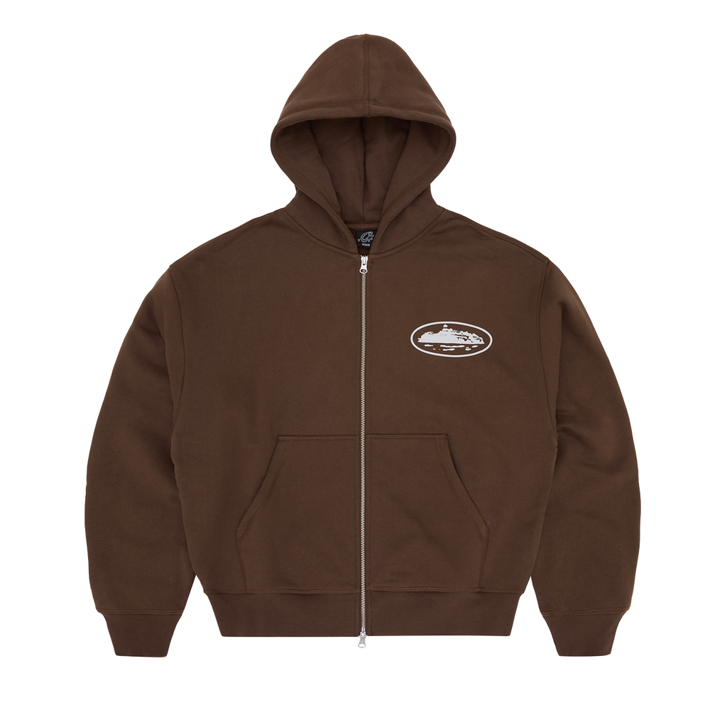 ISLAND PUFF PRINT ZIP HOODIE [BROWN]