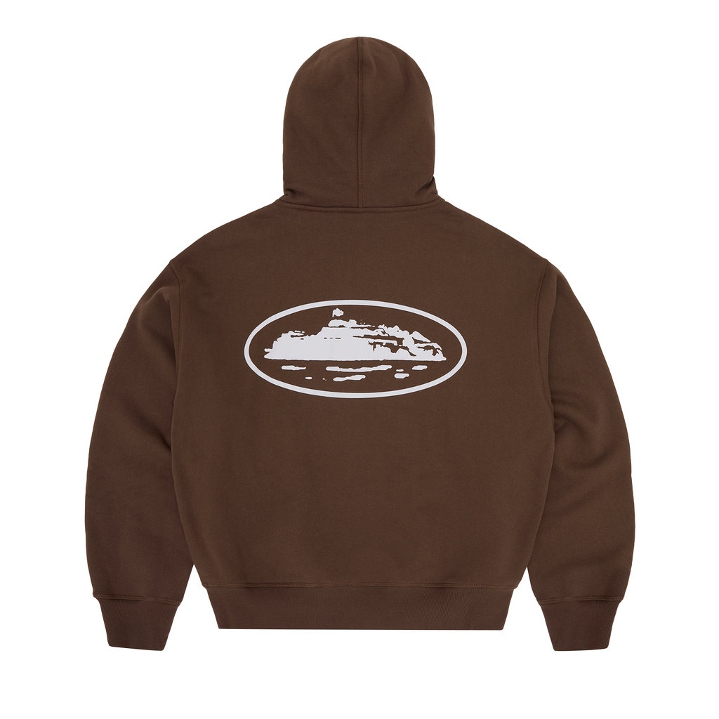 ISLAND PUFF PRINT ZIP HOODIE [BROWN]