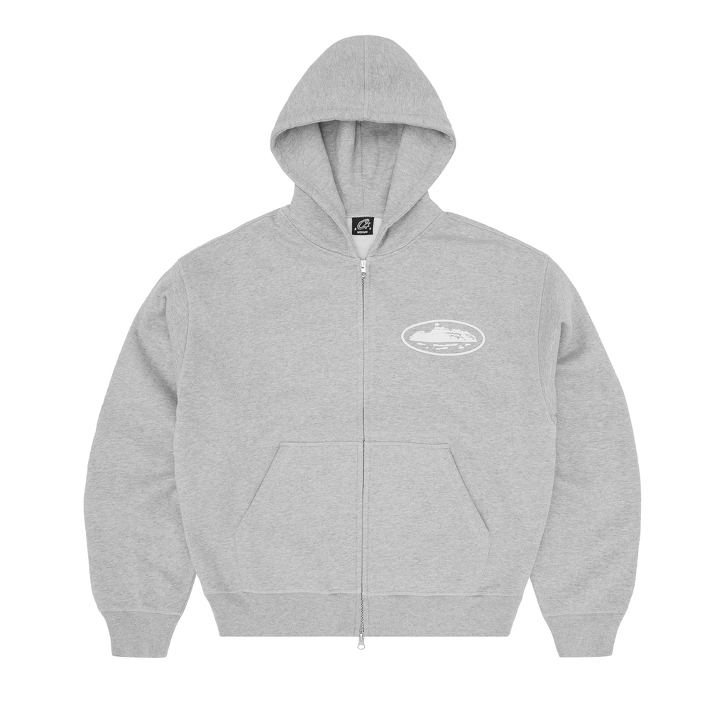 ISLAND PUFF PRINT ZIP HOODIE [HEATHER GREY]