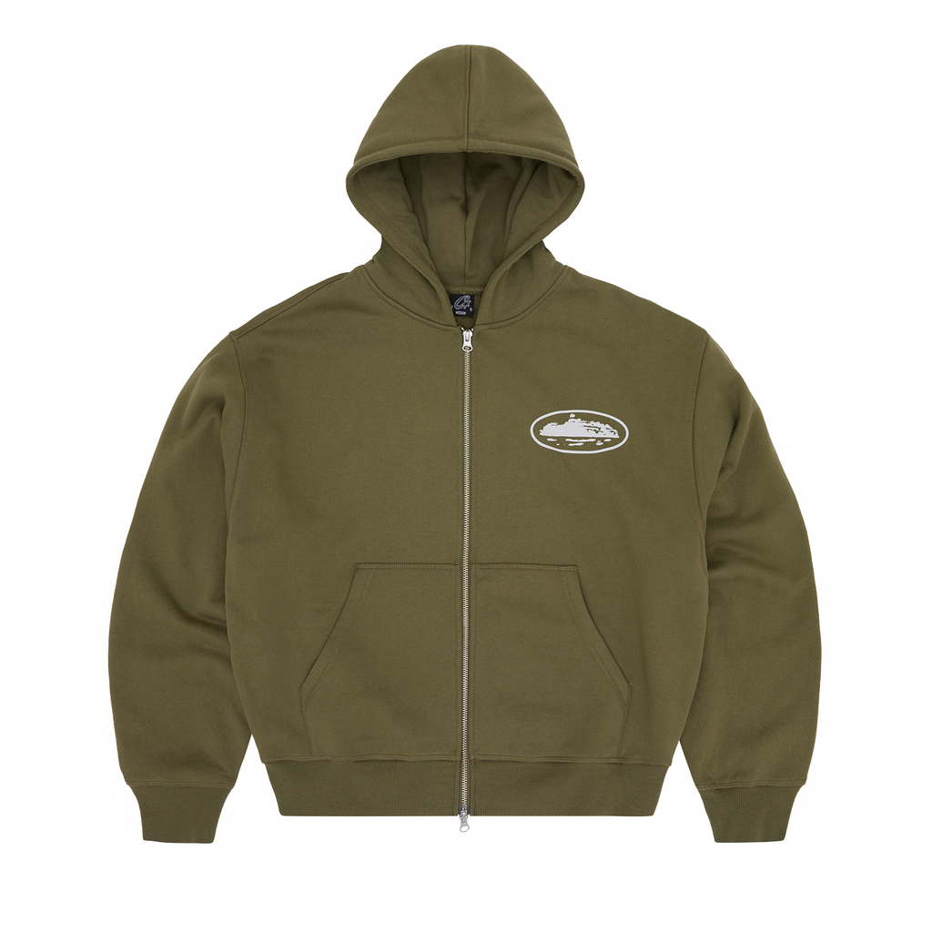 ISLAND PUFF PRINT ZIP HOODIE [OLIVE]