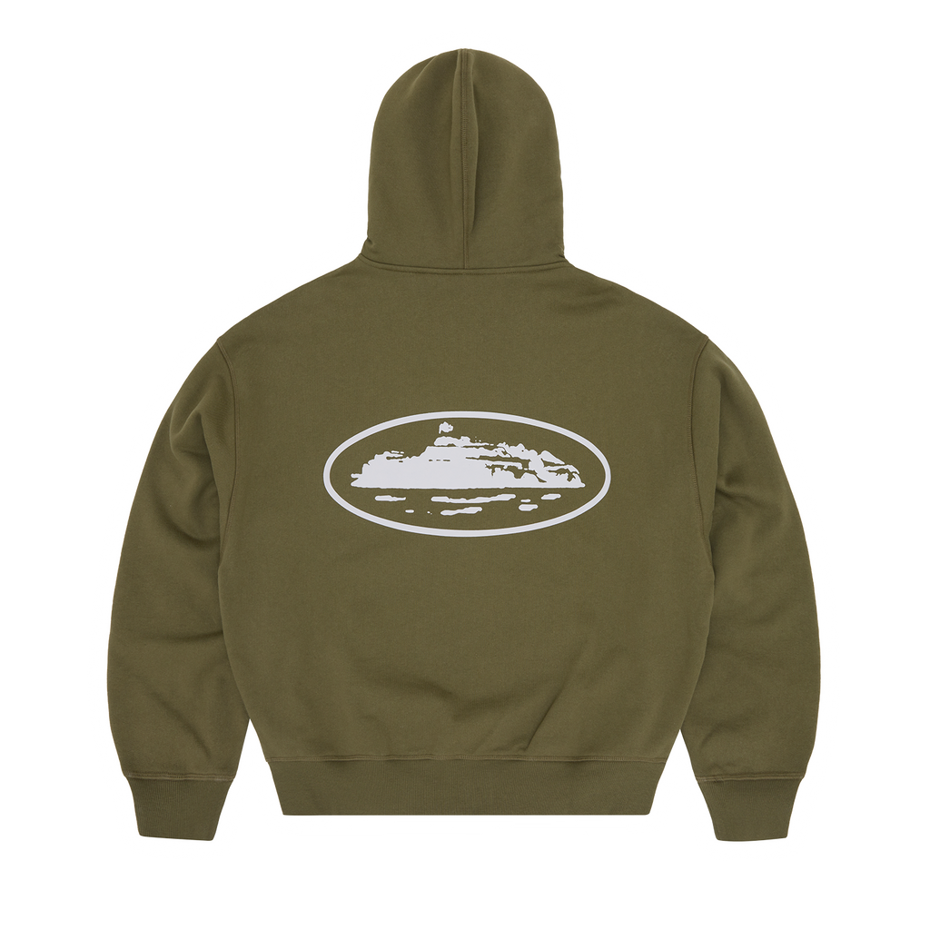 ISLAND PUFF PRINT ZIP HOODIE [OLIVE]