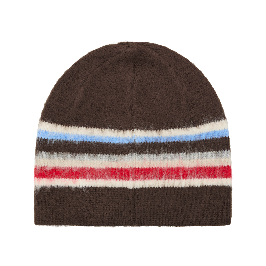 MULTI STRIPE KNIT BEANIE [BROWN]