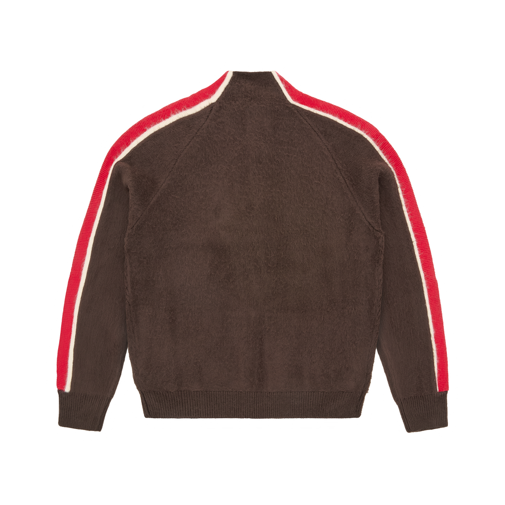 MULTI STRIPE KNIT ZIP UP [BROWN]