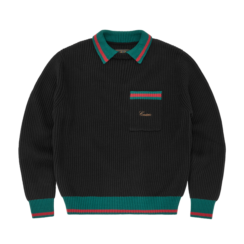 GIANNI KNIT POLO SWEATER [BLACK]