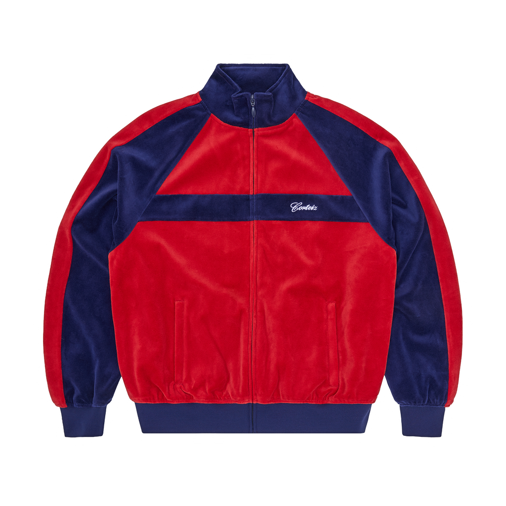 PISTA VELOUR TRACK JACKET [NAVYRED]